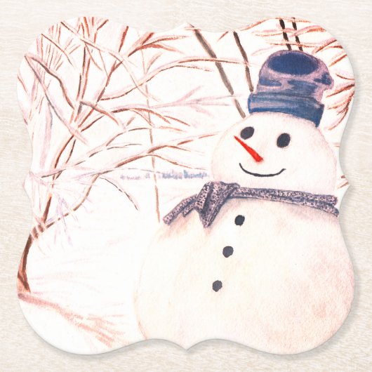 雪だるまカスタムなブラケットのコースター ペーパーコースター (正面)