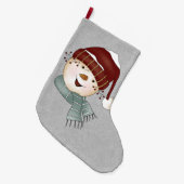 雪だるまカスタムウィンタークリスマス ラージクリスマスストッキング (正面 (吊り時))