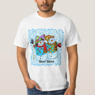雪だるまカスタムカップルTシャツ Tシャツ