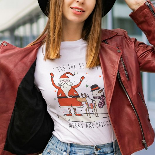 雪だるまカスタムサンタトナディアスタークリスマスハイゲ Tシャツ