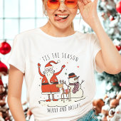 雪だるまカスタムサンタトナディアスタークリスマスハイゲ Tシャツ