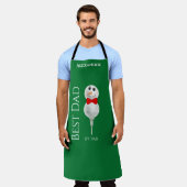 雪だるまカスタムレッドボウタイブラックバッファローボタン エプロン (着用した状態)