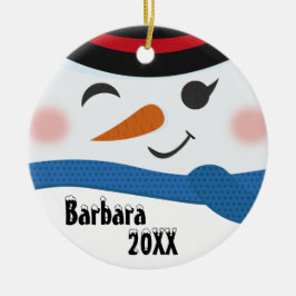 雪だるまカスタム顔セラミックオーナメント セラミックオーナメント