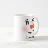 雪だるまカスタム顔メリークリスマスギフト コーヒーマグカップ (正面右)