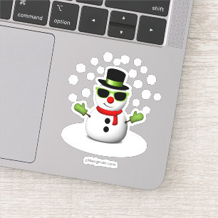 雪だるまカッコいいとシェードと愛らしい笑顔 シール