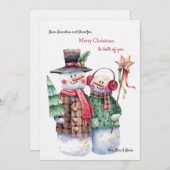 雪だるまカップルのクリスマスカード シーズンカード (正面/裏面)