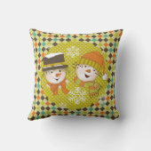 雪だるまカップルのドットとアーガイルホリディピロー クッション (裏面)