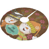 雪だるまカップルのネオンスノーフレークスホリデーズツリースカート ブラッシュドポリエステルツリースカート (アングル)