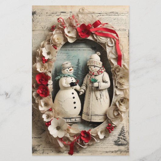 雪だるまカップルのリースクリスマス (裏面)