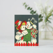 雪だるまカップル愛し、メールのためにあなた、ヴィンテージ ポストカード (スタンド正面)