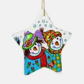 雪だるまカップル セラミックオーナメント (右)