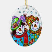雪だるまカップル セラミックオーナメント (右)
