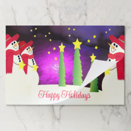 雪だるまカラフルアンドスターズ紙ランチョンマット ペーパーパッド