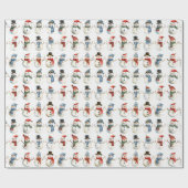 雪だるまカラフルクリスマス ラッピングペーパー (フラット)