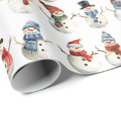 雪だるまカラフルクリスマス ラッピングペーパー (ロールコーナー)