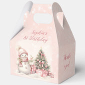 雪だるまガールピンクのクリスマス1st誕生日ラージ フェイバーボックス (裏面)