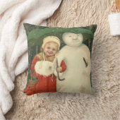 雪だるまガール傘の雪 クッション (ブランケット)