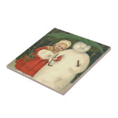 雪だるまガール傘の雪 タイル (側面)