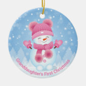 雪だるまガール初めてのクリスマスラウンドオーナメント セラミックオーナメント (正面)