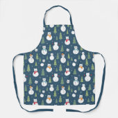 雪だるまキャッツホリデーパターン エプロン (正面)