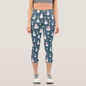 雪だるまキャッツホリデーパターン カプリレギンス (正面)