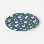 雪だるまキャッツホリデーパターン ペーパープレート (アングル)