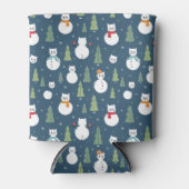 雪だるまキャッツホリデーパターン 缶クーラー (正面)