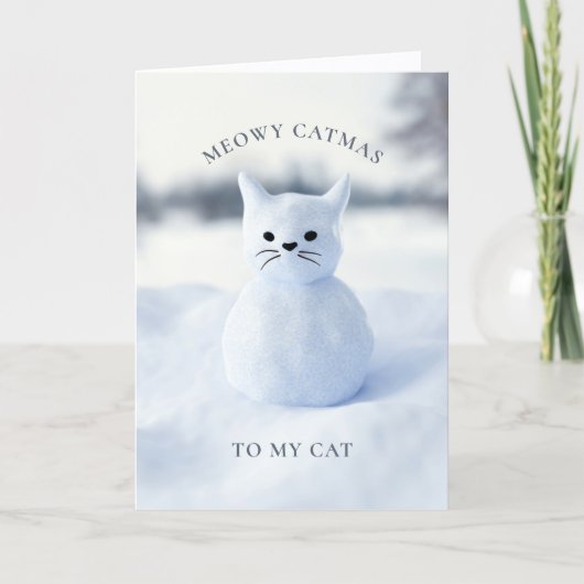 雪だるまキャットマイキャットマスクリスマスカード シーズンカード (正面)