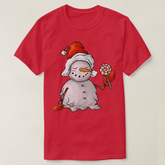 雪だるまキャンディメリークリスマスマッチングファミリーChr Tシャツ (デザイン正面)