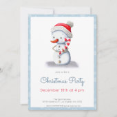 雪だるまキャンディーケーンクリスマスパーティー 招待状 (正面)