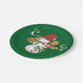 雪だるまキャンディーケーンベルズクリスマス ペーパープレート (アングル)