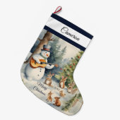 雪だるまギタカスタムー ラージクリスマスストッキング (正面 (吊り時))