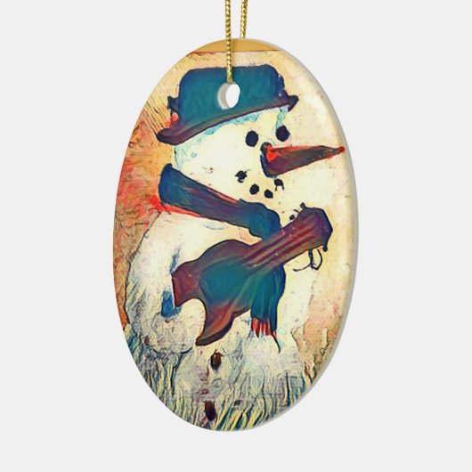 雪だるまギタパーソナライズされたー セラミックオーナメント (左)