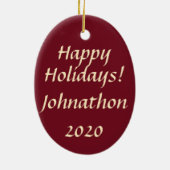 雪だるまギタパーソナライズされたー セラミックオーナメント (裏面)