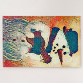 雪だるまギターウィンターホリデイ ジグソーパズル (横)