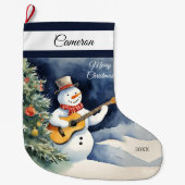 雪だるまギパーソナライズされたター ラージクリスマスストッキング (正面)