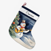 雪だるまギパーソナライズされたター ラージクリスマスストッキング (正面 (吊り時))