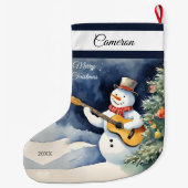 雪だるまギパーソナライズされたター ラージクリスマスストッキング (裏面)