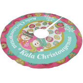 雪だるまギリシャのメリークリスマスツリースカート ブラッシュドポリエステルツリースカート (アングル)