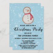 雪だるまクッキーホリデークリスマスパーティーブルースノー 招待状 (正面/裏面)