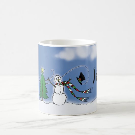 雪だるまクパーソナライズされたリスマスマグ コーヒーマグカップ (中央)