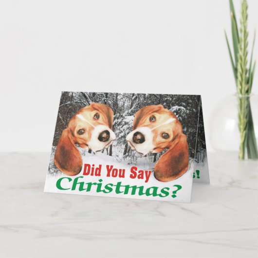 雪だるまクリスマスって言った?ビーグルクリスマスカード シーズンカード (正面)