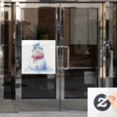 雪だるまクリスマスウィンドウ ウィンドウサイン (オフィスドア)