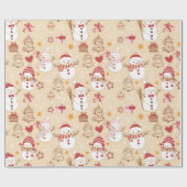 雪だるまクリスマスオーナメントギフトイエロークリスマス ラッピングペーパー (フラット)