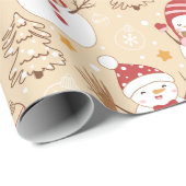 雪だるまクリスマスオーナメントギフトイエロークリスマス ラッピングペーパー (ロールコーナー)