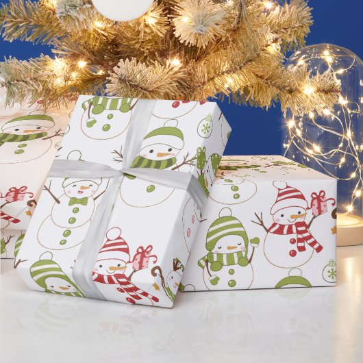 雪だるまクリスマスオーナメントギフトホワイトクリスマス ラッピングペーパー (クリスマス)