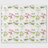 雪だるまクリスマスオーナメントギフトホワイトクリスマス ラッピングペーパー (フラット)