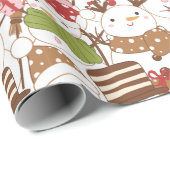 雪だるまクリスマスオーナメントギフトホワイトクリスマス ラッピングペーパー (ロールコーナー)