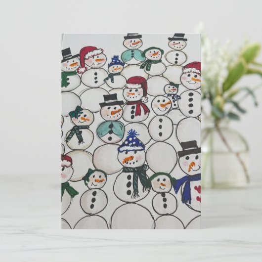 雪だるまクリスマスオーナメントハンド色彩の鮮やか雪だるま シーズンカード (スタンド正面)