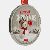 雪だるまクリスマスオーナメント – フェスティバルホリデーギフト メタルオーナメント (右)